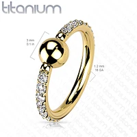 Implant Grade Titanium Rose Gold PVD White CZ Pave CBR Hoop Ring