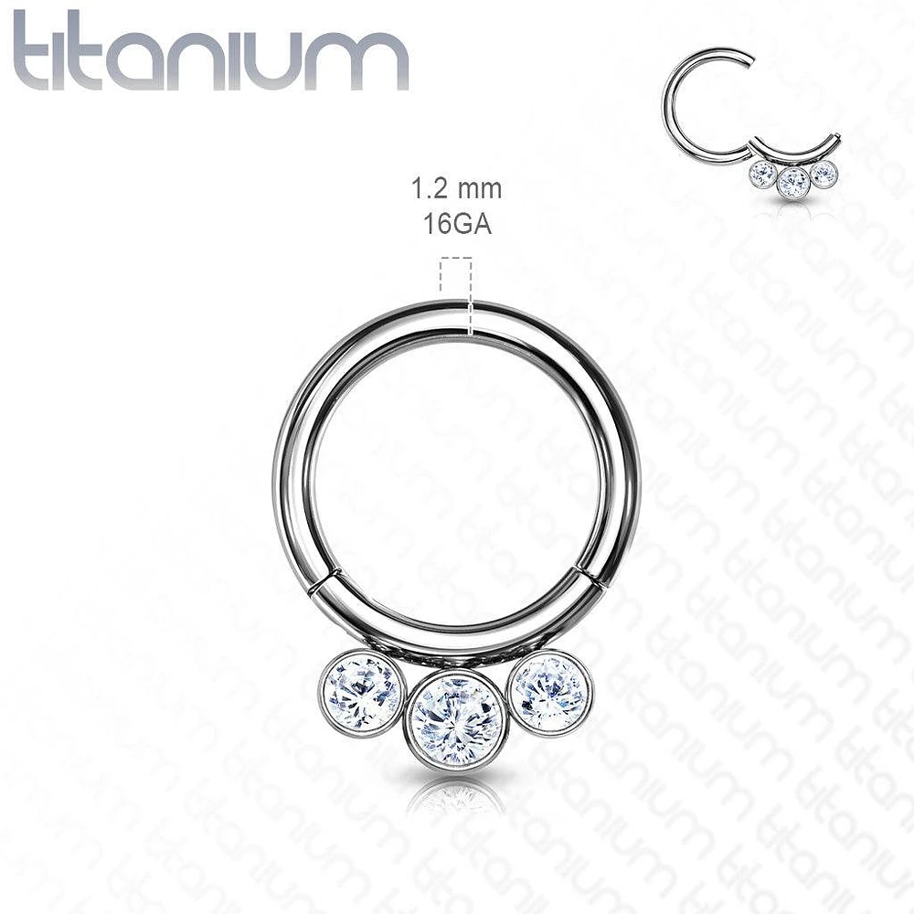 Implant Grade Titanium Bezel Opal Septum Cartilage Daith Hinged Clicker