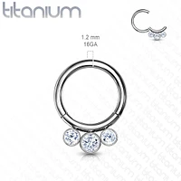 Implant Grade Titanium Bezel Opal Septum Cartilage Daith Hinged Clicker