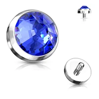 316L Surgical Steel Flat Blue CZ Micro Dermal Anchor Top