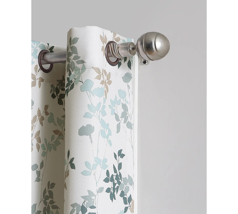 Mabel Floral Print Semi-Sheer Grommet Curtain Panel