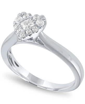 Diamond Heart Halo Ring (1/3 ct. t.w.) 14k White Gold