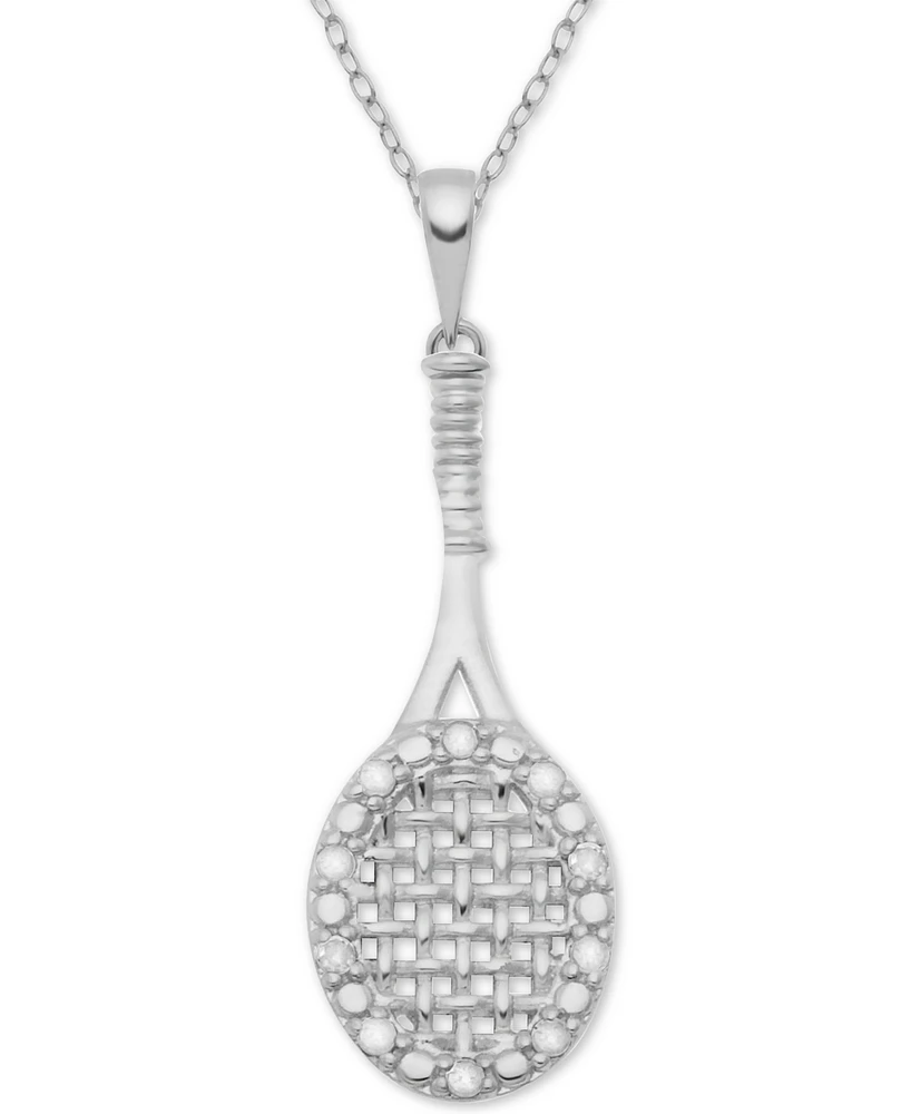 Diamond Tennis Racket 18" Pendant Necklace (1/10 ct. t.w.) in Sterling Silver