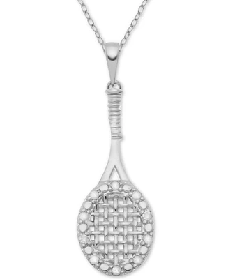 Diamond Tennis Racket 18" Pendant Necklace (1/10 ct. t.w.) in Sterling Silver