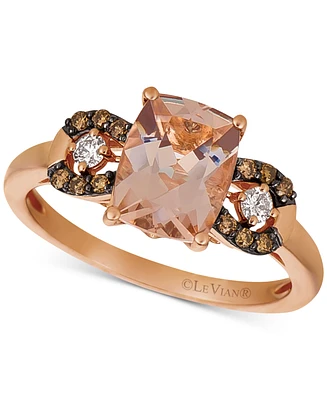 Le Vian Peach Morganite (1-1/2 ct. t.w.) & Chocolate and Vanilla Diamond (1/5 ct. t.w.) Ring in 14k Rose Gold