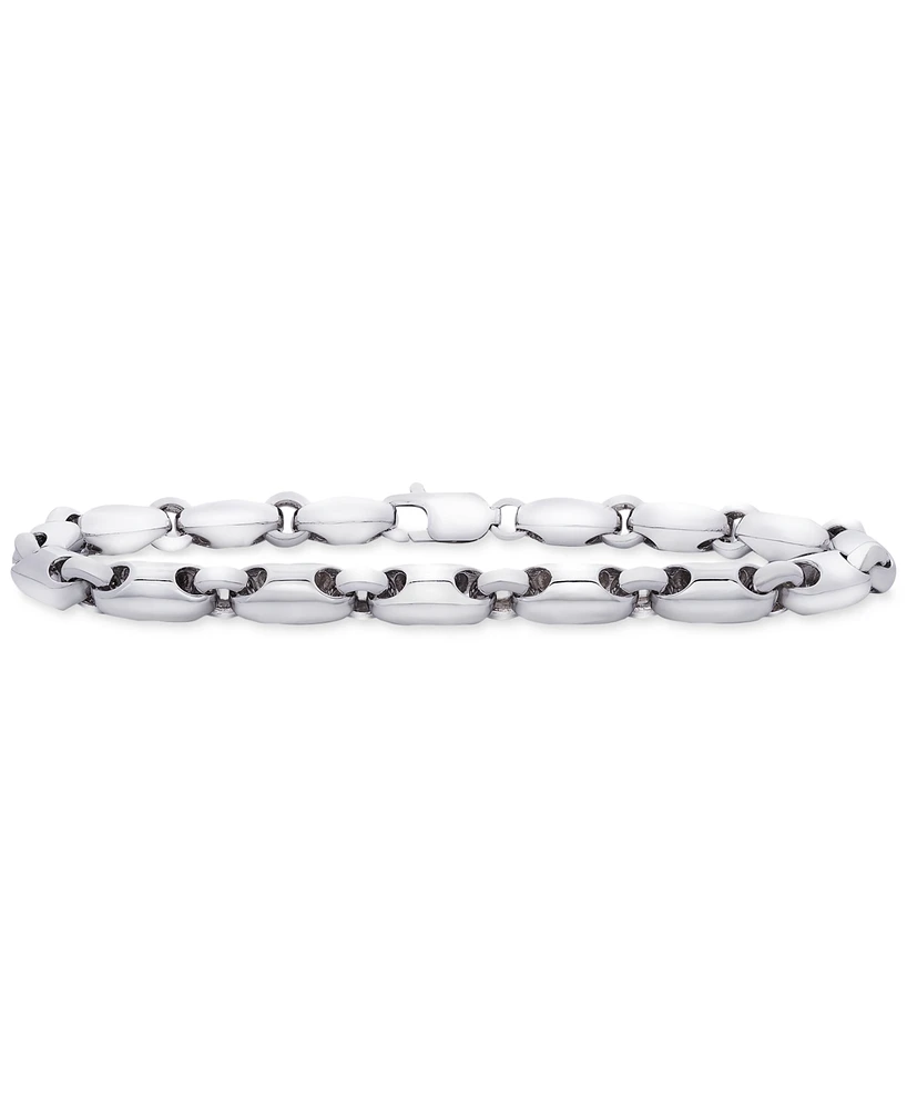 Men's Polished Rounded Link Bracelet in Sterling Silver