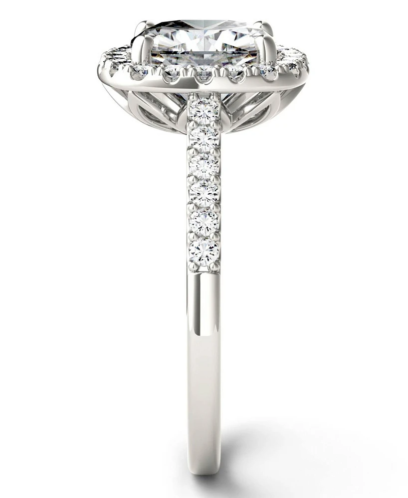 Moissanite Cushion Halo Ring (2-7/8 ct. tw. Diamond Equivalent) 14k White Gold