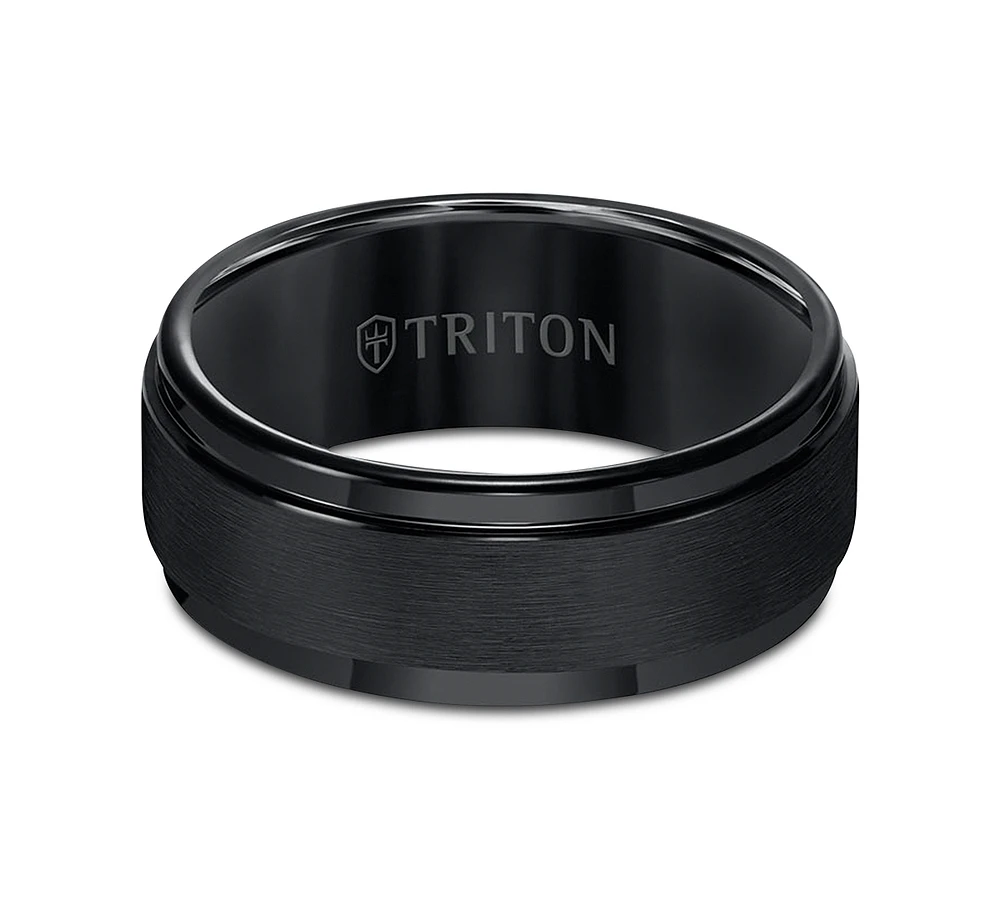 Triton Brush Finish Edged Comfort Fit Band Tungsten Carbide