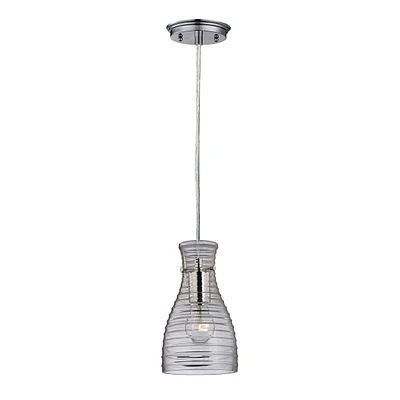 Strata 1 Light Mini Pendant in Polished Chrome and Clear Glass