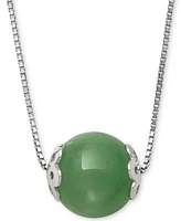 Dyed Jade (10mm) Bead 18" Pendant Necklace in Sterling Silver