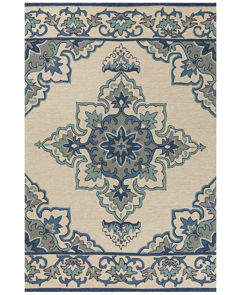 Kas Harbor Serafina 4238 Ivory/Blue 3'3" x 5'3" Indoor/Outdoor Area Rug