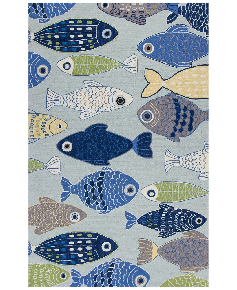 Kas Sonesta Sea of Fish 2010 Light Blue 7'6" Round Area Rug