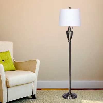 Fangio Lighting's 1589BS 61" Classic Urn Brushed Steel Metal Floor Lamp