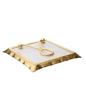Classic Touch 7.75" Square Marble Napkin Holder with Rim
