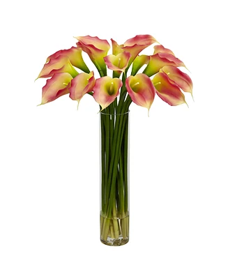 Nearly Natural Calla Lilly w/ Cylinder Silk Flower Arrangement