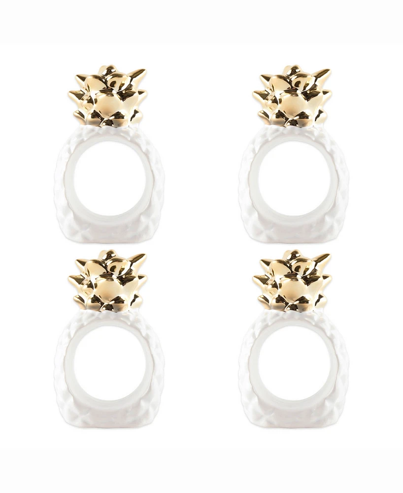Gold Pineapple Napkin Ring Set of 4