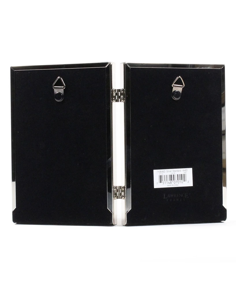 Lawrence Frames Hinged Double Silver Standard Metal Picture Frame