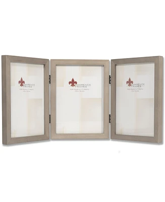 Lawrence Frames Hinged Triple Gray Wood Picture Frame - Gallery Collection - 5" x 7"