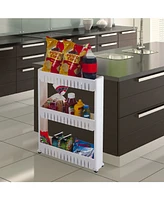 Trademark Global Mobile Shelving Unit organizer with 3 Large Storage Baskets by Everyday Home