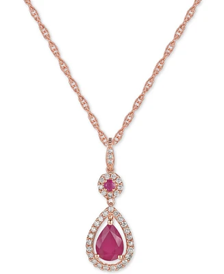 Ruby (1-1/4 ct. t.w.) and Diamond (1/3 ct. t.w.) Pendant Necklace in 14k Rose Gold (Also Available In Tanzanite)