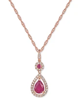 Ruby (1-1/4 ct. t.w.) and Diamond (1/3 ct. t.w.) Pendant Necklace in 14k Rose Gold (Also Available In Tanzanite)