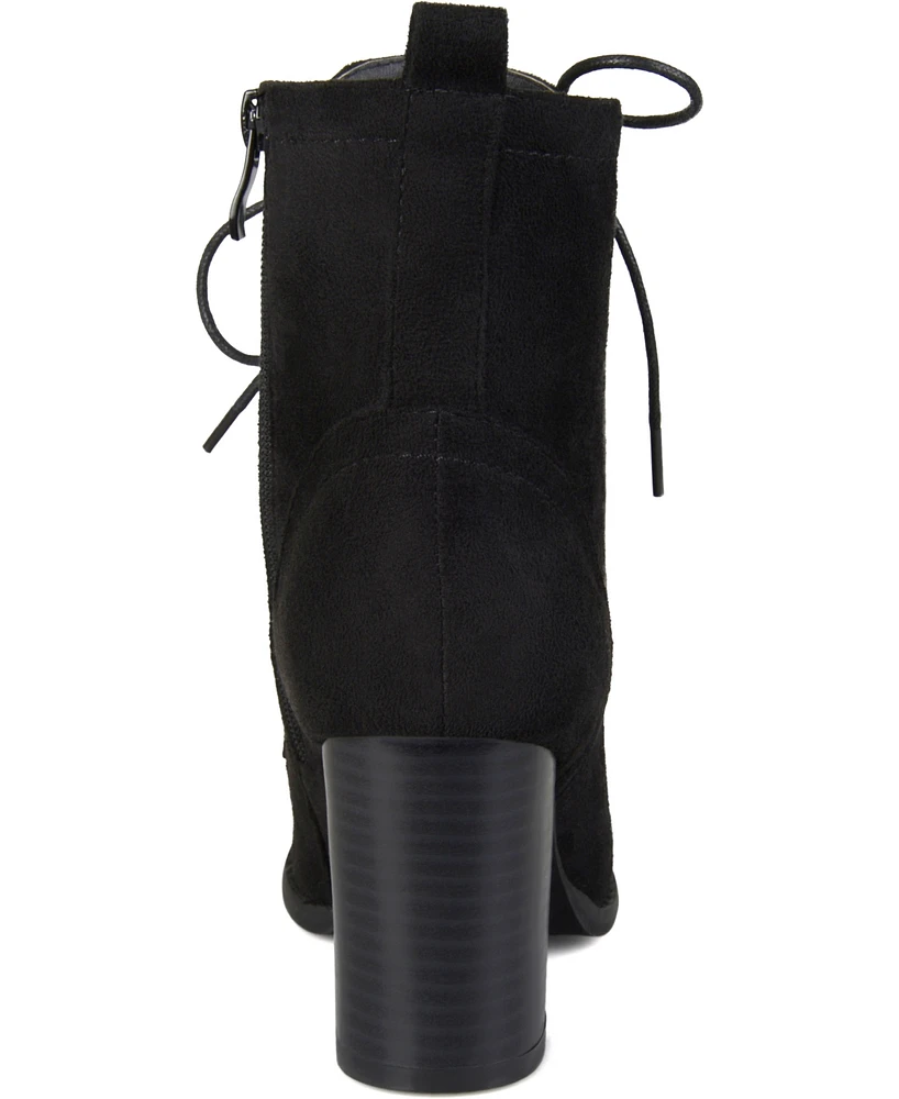 Journee Collection Women's Baylor Lace Up Stacked Heel Booties