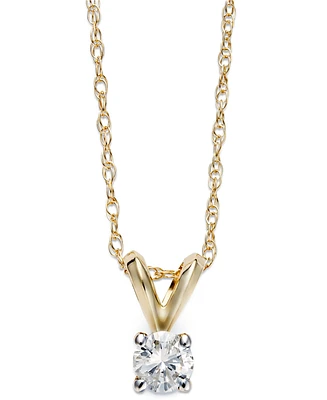 Round-Cut Diamond Pendant Necklace in 10k Yellow or White Gold (1/5 ct. t.w.)