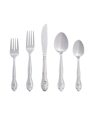 Riverridge Rose 46 Piece Monogrammed Flatware Set - D, Service for 8