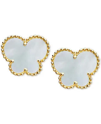 Effy Mother-of-Pearl Butterfly Stud Earrings in 14k Gold
