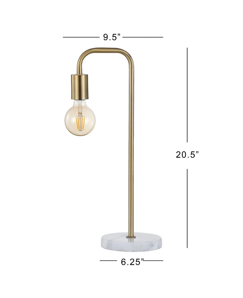 Jonathan Y Axel 20.5" Minimalist Glam Gold Pipe Metal/Marble Led Table Lamp