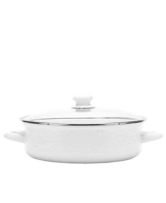 Golden Rabbit Solid White Enamelware Collection 5 Quart Saute Pan