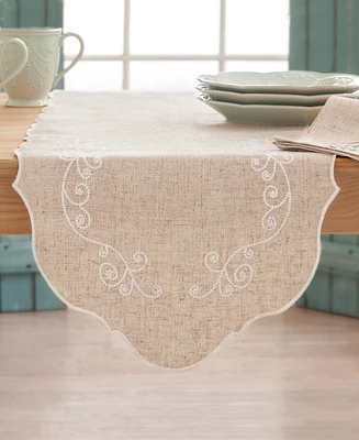 Lenox French Perle Embroidered Runner, 70"
