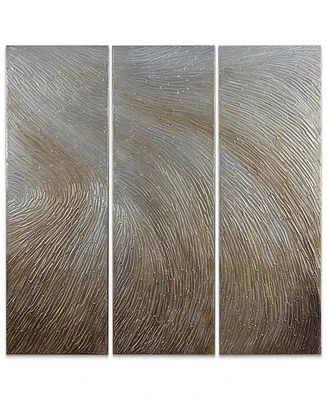 Empire Art Direct Gold Waves 3-Piece Textured Metallic Hand Painted Wall Art Set by Martin Edwards, 60" x 20" x 1.5"