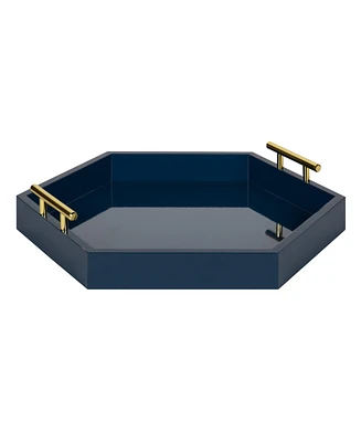Kate and Laurel Lipton Hexagon Decorative Tray with Metal Handles - 18" x