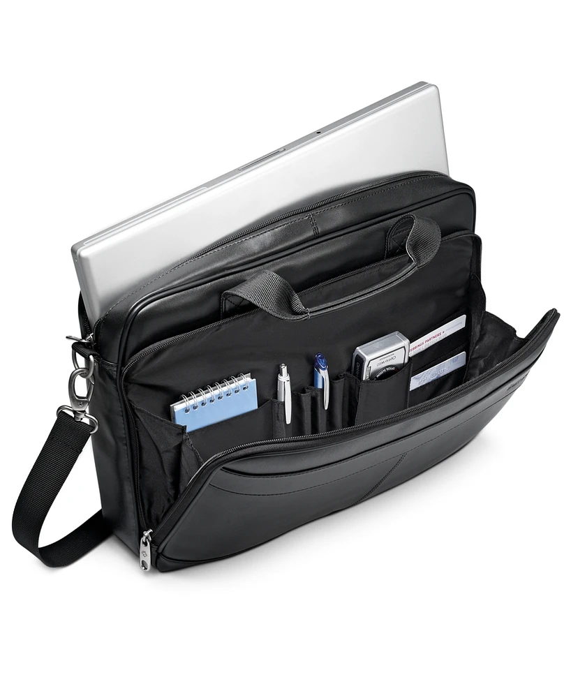 Samsonite Leather Slim Portfolio Laptop Briefcase