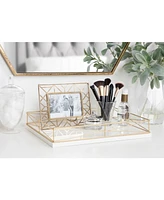 Kate and Laurel Mendel Rectangle Tray with Decorative Metal Rim - 12" x 16.5"