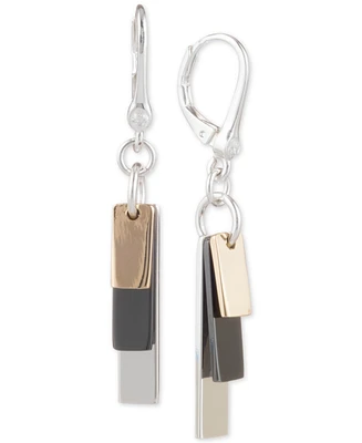 Dkny Tri-Tone Shaky Block Drop Earrings