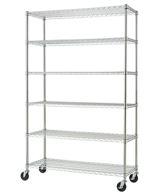 Trinity Basics 6-Tier Wire Shelving Rack Includes Wheels