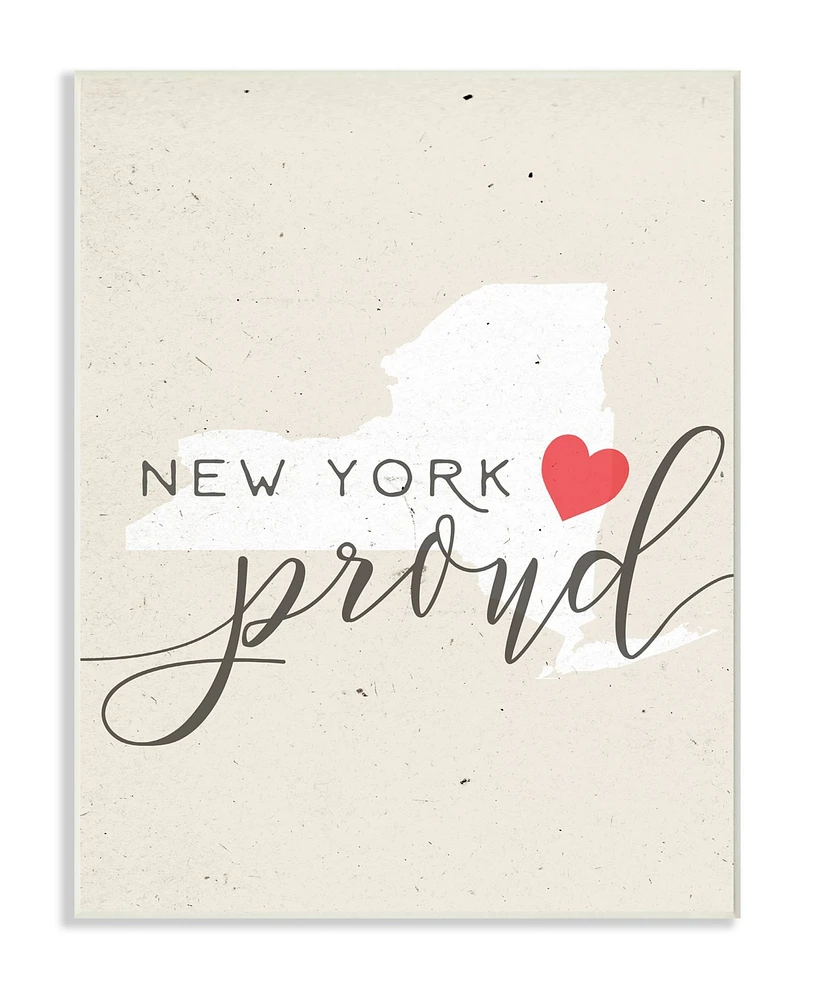 Stupell Industries New York Proud with Heart Wall Plaque Art, 10" x 15"