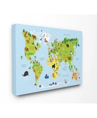 Stupell Industries World Map Cartoon Colorful Art Collection