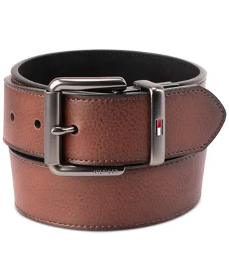 Tommy Hilfiger Men's Two-In-One Reversible Casual Matte and Pebbled Belt