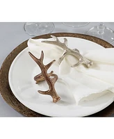 Saro Lifestyle Rustic Napkin Ring With Antler Design, Set of 4