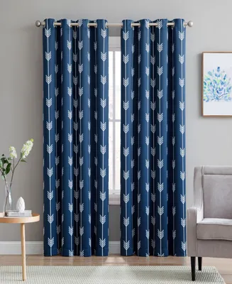 Hlc.me Arrow Printed Privacy Blackout Energy Efficient Room Darkening Thermal Grommet Window Curtain Drape Panels for Bedroom - Set of 2