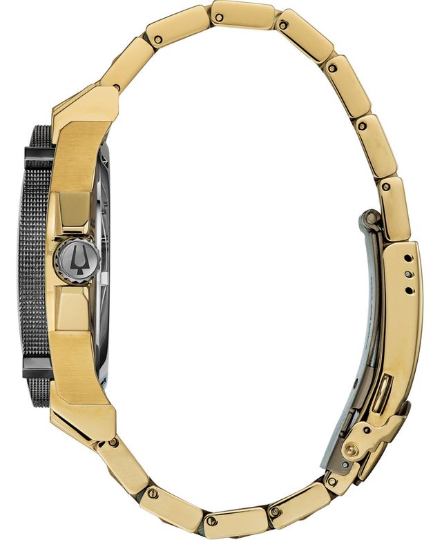 Bulova Men's Precisionist Diamond-Accent Gold-Tone Stainless Steel Bracelet Watch 46.5mm