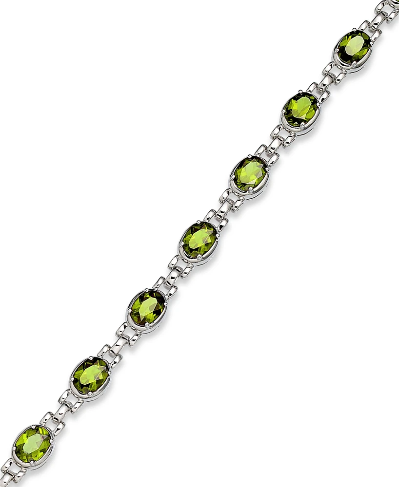 Sterling Silver Bracelet, Peridot Oval Link Bracelet (12 ct. t.w.)