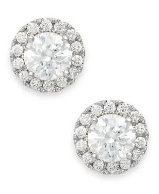Diamond Round Halo Stud Earrings In 14k White Gold 1 3 1 Ct. T.W.