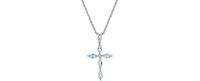 Aquamarine (1/2 ct. t.w.) & Cubic Zirconia 18" Cross Pendant Necklace in Sterling Silver