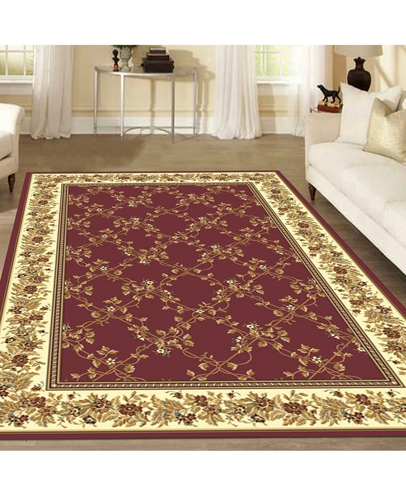 Closeout! Km Home 1427/1730/Burgundy Navelli Red 3'3" x 5'4" Area Rug