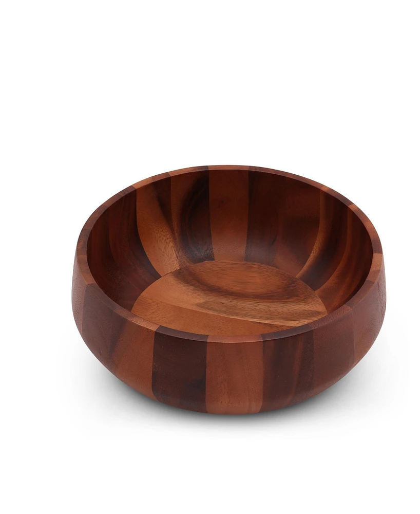 Arthur Court Acacia Wood Serving Bowl for Fruits or Salads Modern Round Shape Style Large Wooden Single Bowl