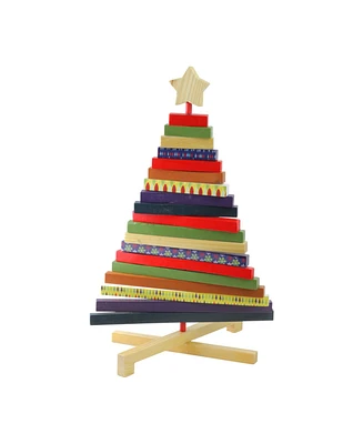 Northlight 15.5" Adjustable Multi-Colored Wooden Decorative Christmas Tree Tabletop Decoration